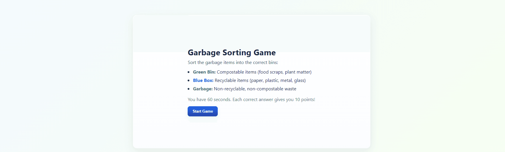 Waste Sorting Game
